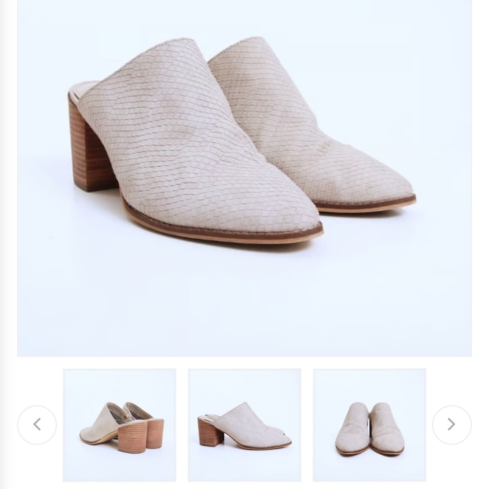 Steve Madden Cream Textured Mules with Wooden Heel